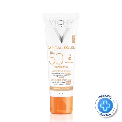 VICHY CAPITAL SOLEIL Obojena zaštitna krema protiv tamnih mrlja 3-u-1 SPF50+