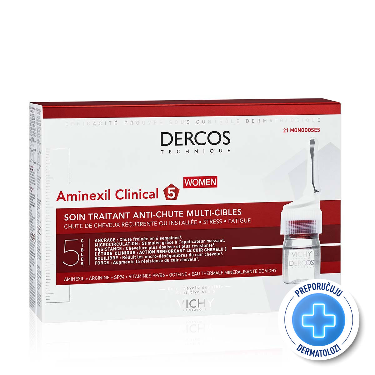 VICHY DERCOS AMINEXIL CLINICAL 5 Ampule protiv ispadanja kose za žene