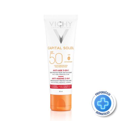 VICHY CAPITAL SOLEIL Krema za zaštitu od sunca s anti-age efektom 3-u-1 SPF50