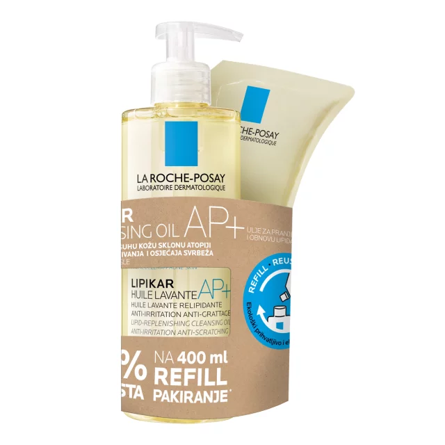 La Roche-Posay LIPIKAR HUILE LAVANTE AP+ Ulje za kupanje obogaćeno lipidima protiv nadraženosti i svrbeža, 400 ml + REFILL PAKIRANJE, 400 ml