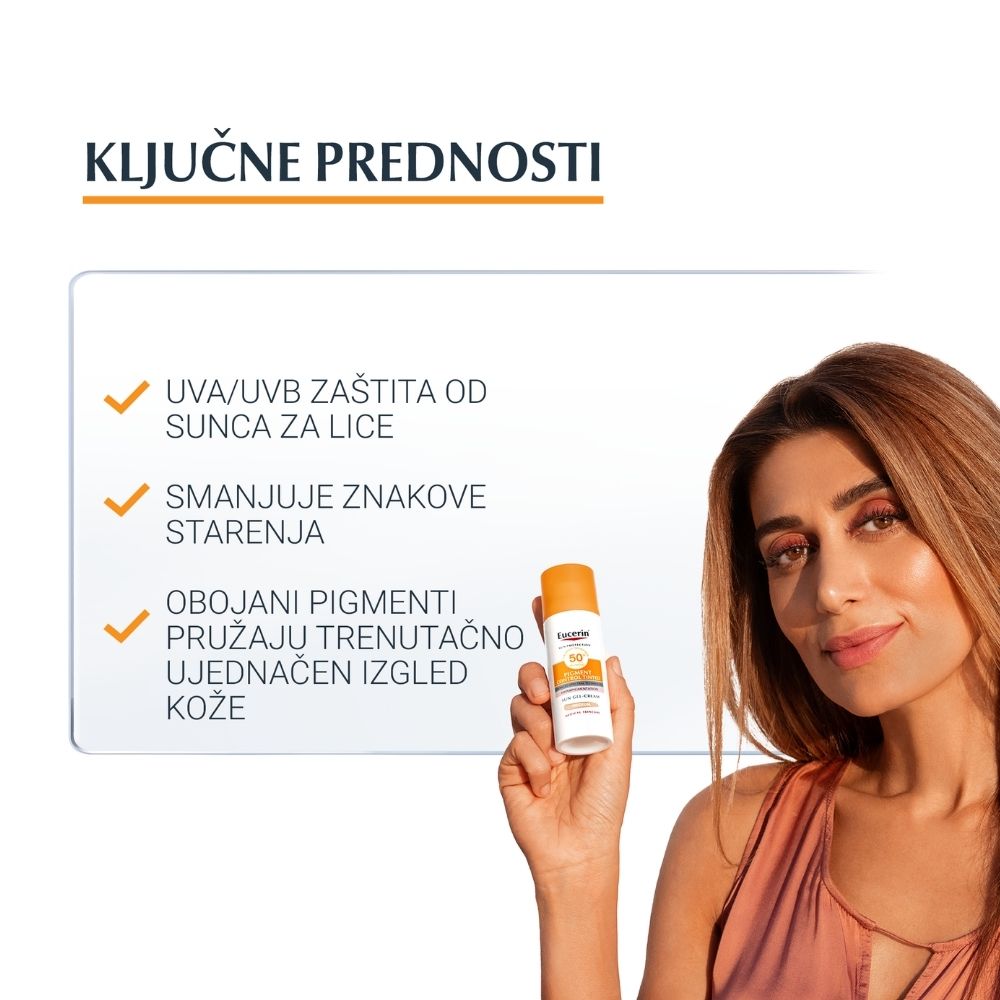 Eucerin Oil Control tinted gel-krema za zaštitu kože lica od sunca SPF 50+, svijetla nijansa