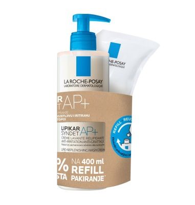 La Roche-Posay LIPIKAR SYNDET AP+ Kremasti gel za tuširanje protiv nadraženosti i svrbeža, 400 ml + REFILL PAKIRANJE, 400 ml