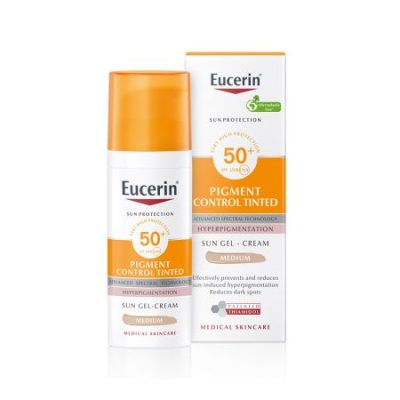 Eucerin Pigment Control tinted gel-krema za zaštitu kože lica od sunca SPF 50+, srednje tamna nijansa