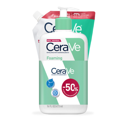 CeraVe pjenušavi gel za čišćenje za normalnu do masnu kožu, 473ml + REFILL 473ml