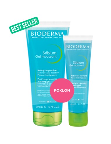 Bioderma Sebium Gel Moussant 200ml + Sebium Gel Moussant 45ml Promo pakiranje